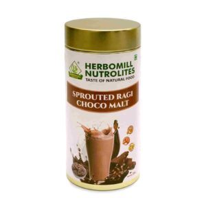 herbomill nutrolites sprouted ragi choco malt powder 250g | nutritious energy drink | sprouted ragi| no refined sugar | vitamin rich | preservative free